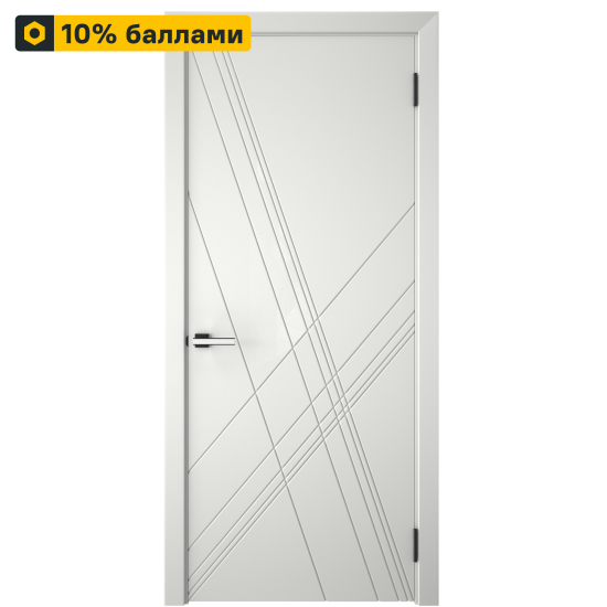 Дверь межкомнатная глухая Графика Х 80x200 см эмаль белый с замком и петлями