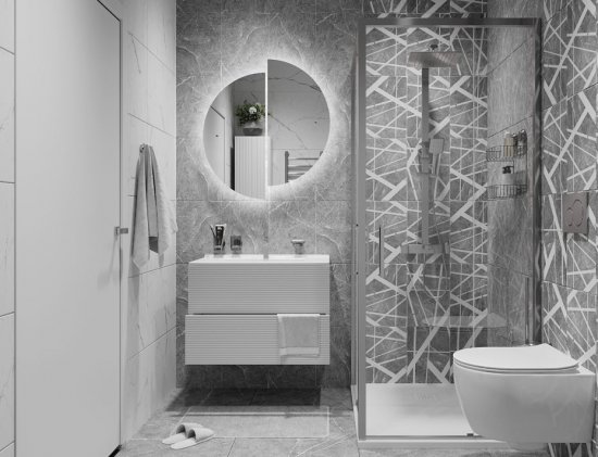 Зеркало для ванной Ориент с подсветкой 40x80 см цвет серебро