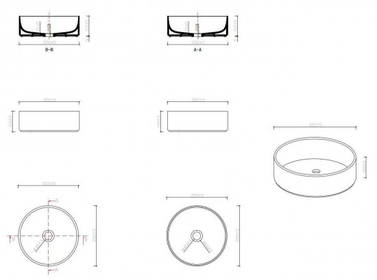 Раковина Slim Krug Grey накладная 37 см матовая керамика цвет серый