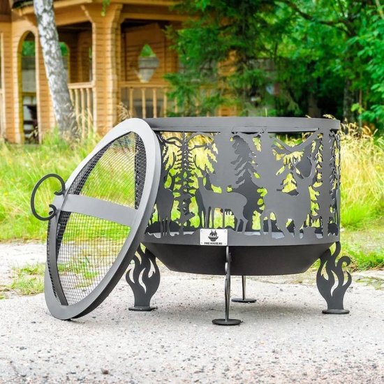 Чаша костровая Олени 600 мм коническое дно 4 ножки