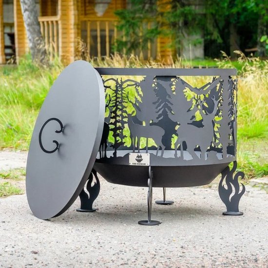 Чаша костровая Олени 600 мм коническое дно 4 ножки