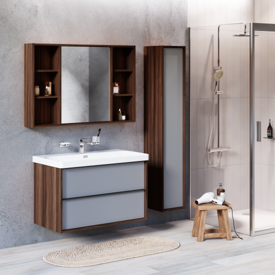 Шкаф для ванной AM.PM Stern M7LCHR0306GMH подвесной 163x30 см цвет орех