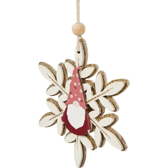 Елочная игрушка Снежинка 12x11 цвет бежевый