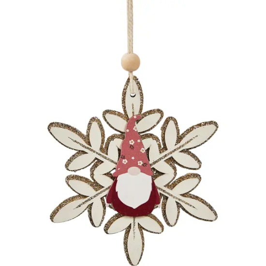 Елочная игрушка Снежинка 12x11 цвет бежевый
