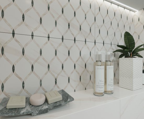 Плитка настенная Azori Astra Arabesco 31.5x63 см 1.59 м² матовая цвет кремовый мрамор