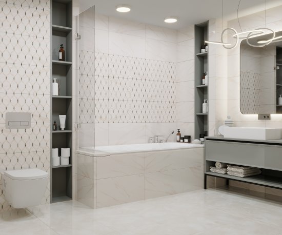 Плитка настенная Azori Astra Arabesco 31.5x63 см 1.59 м² матовая цвет кремовый мрамор