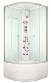 Душевая кабина Domani-Spa Delight 1/4 круга с гидромассажем высокий поддон 90x90 см цвет хром