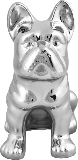Декоративная собака Бульдог керамика серебро 23x18x12 см
