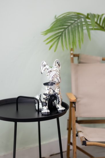 Декоративная собака Бульдог керамика серебро 23x18x12 см