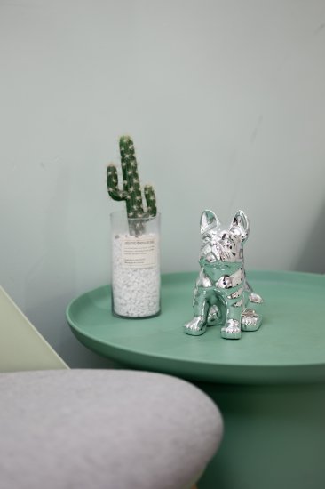 Декоративная собака Бульдог керамика серебро 23x18x12 см