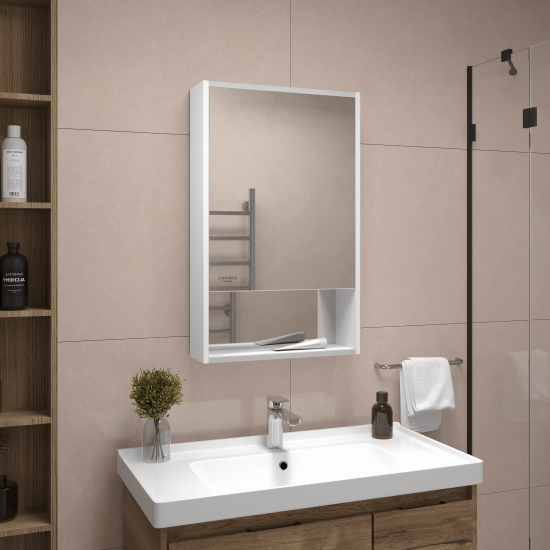 Шкаф зеркальный подвесной Line с LED-подсветкой 50x80 см цвет белый