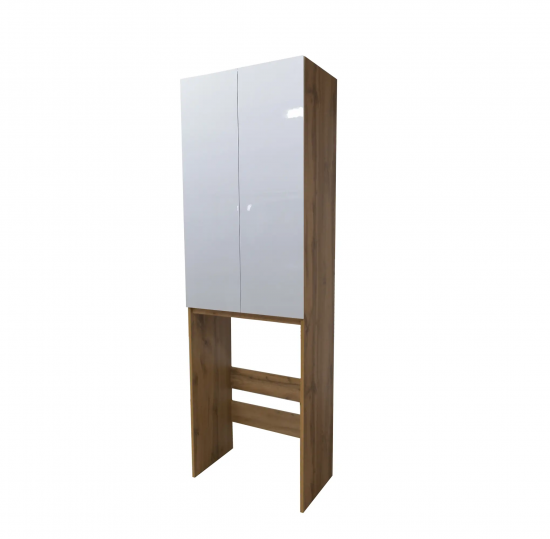 Шкаф для стиральной машины Cube 200x64 см цвет белый глянец/дуб вотан