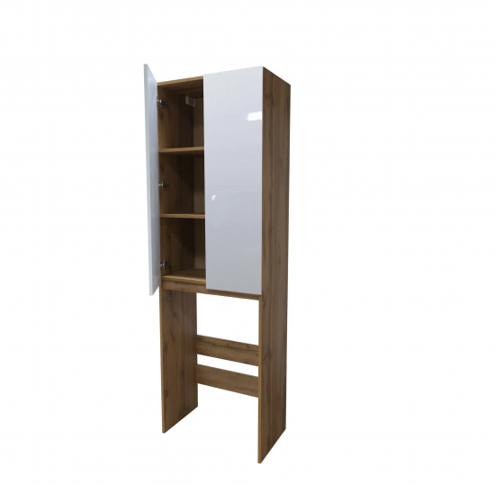 Шкаф для стиральной машины Cube 200x64 см цвет белый глянец/дуб вотан