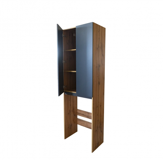 Шкаф для стиральной машины Cube 200x64 см цвет графит матовый/дуб вотан