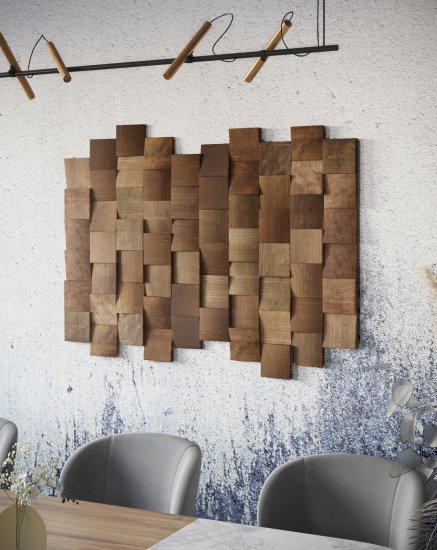 Деревянная мозаика термо-ольха коричневая 0.53 м² 88 шт.