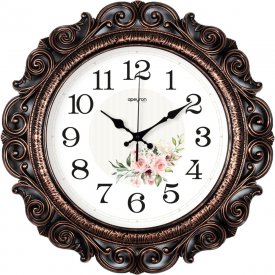 Круглые настенные бесшумные часы Apeyron бронза, пластик, диаметр 40.5 см