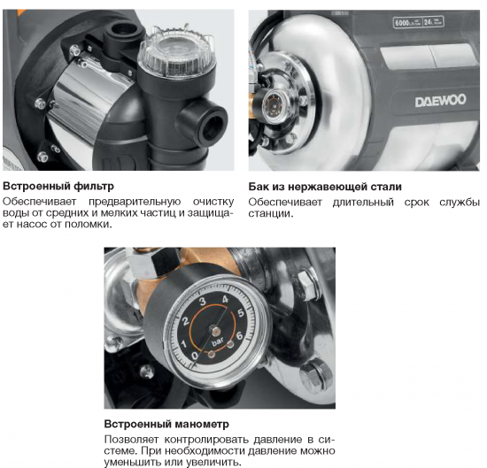 Насосная станция Daewoo DAS 6000/24 Inox 6000 л/ч