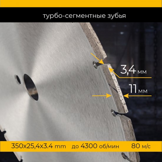 Диск алмазный по бетону и кирпичу Rage Furious 600350 сегментный 350x25.4x3.4 мм