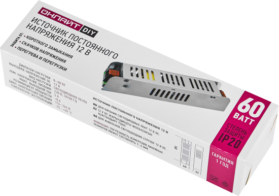 Блок питания Онлайт 90385 OD-P60-IP20-12V 12 В 60 Вт IP20
