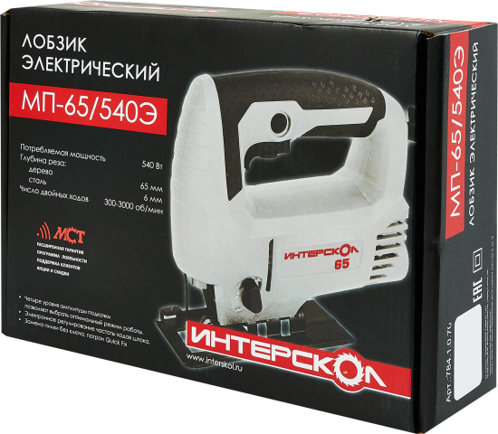Лобзик сетевой Интерскол МП-65/540Э, 540 Вт