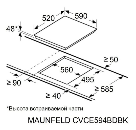 Электрическая варочная панель Maunfeld CVCE594BDBK 59 см 4 конфорки цвет черный