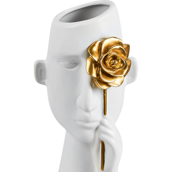 Ваза Лицо с розой керамика цвет белый 27 см