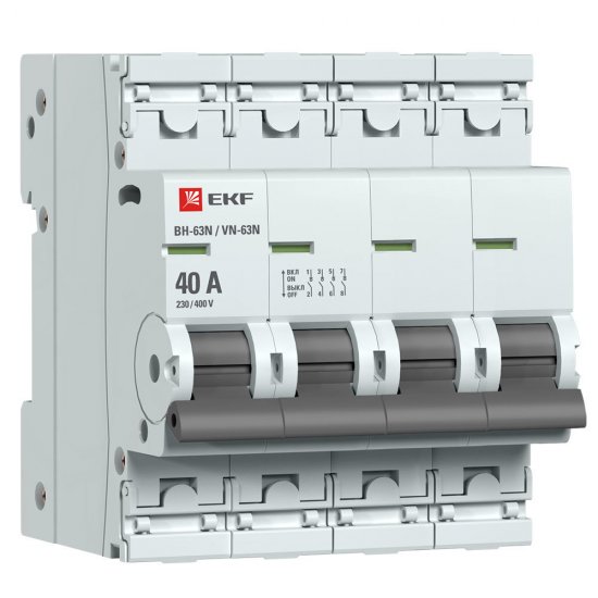 Выключатель нагрузки EKF PROxima ВН-63N 4Р 40А 400 В на DIN-рейку (S63440)