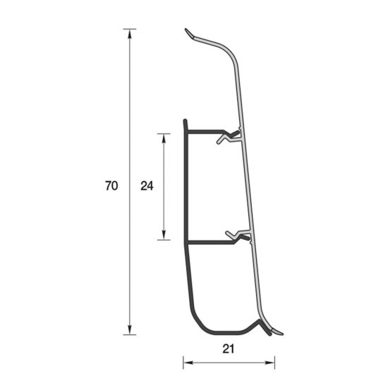 Плинтус ПВХ напольный Деконика 70 мм дуб северный 2200 мм Г-профиль с кабель-каналом