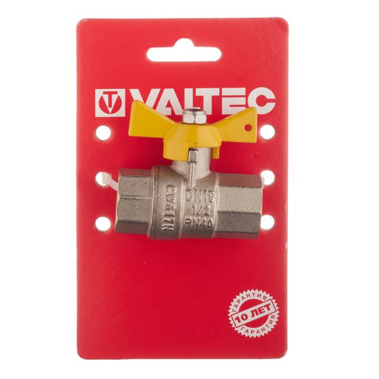 Кран шаровой газовый Valtec 1/2 ВР(г) х 1/2 ВР(г) бабочка (VT.277.N.04)