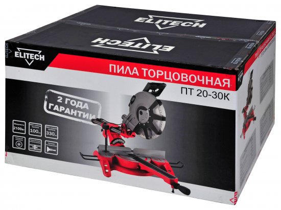 Пила торцовочная сетевая Elitech ПТ 2030К, 2100 Вт, 305 мм