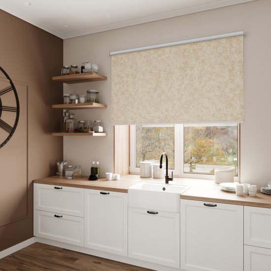 Штора рулонная блэкаут Марбл 60x160 см бежевая