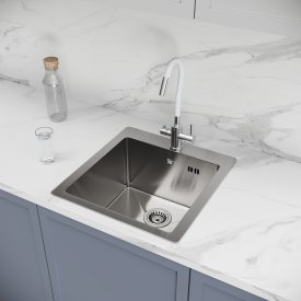 Мойка для кухни врезная М4S Delinia 50x50 см глубина чаши 19.1 см нержавеющая сталь цвет сатин