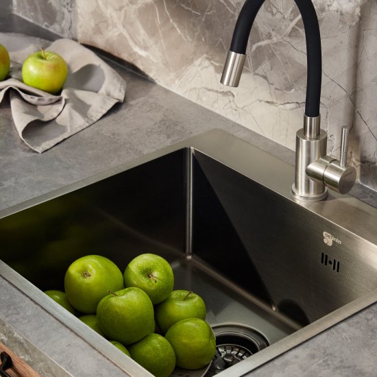 Мойка для кухни врезная М4S Delinia 50x50 см глубина чаши 19.1 см нержавеющая сталь цвет сатин