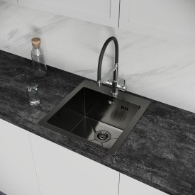 Мойка для кухни врезная М5B Delinia 50x50 см глубина чаши 19.1 см нержавеющая сталь цвет черный