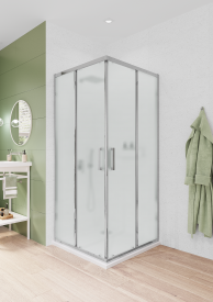 Душевая ширма Квадро Март квадратная 100x100x195см цвет профиля хром раздвижная стекло 6мм матовое