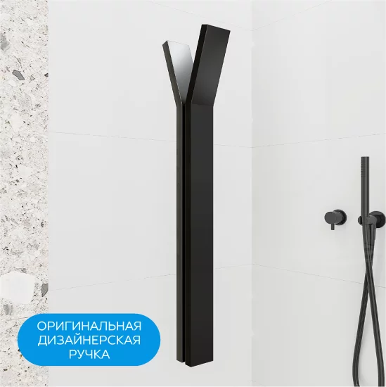 Душевая дверь в нишу Март Эстетика 195x100 см черный профиль прозрачное стекло распашная