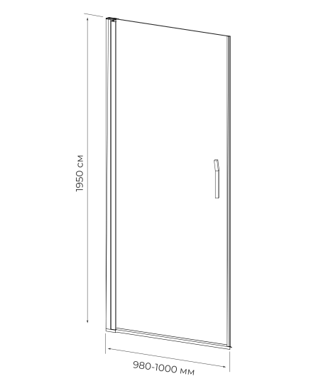 Душевая дверь в нишу Март Эстетика 195x100 см черный профиль прозрачное стекло распашная