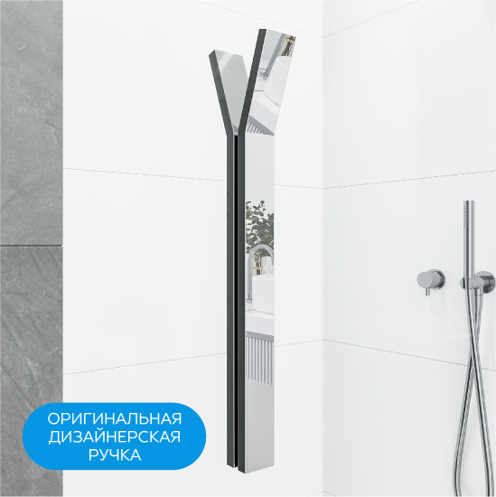 Душевая дверь Эстетика Март 100x195см распашная профиль серебро стекло прозрачное 6мм