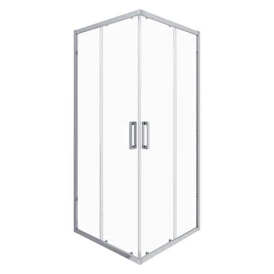 Душевой уголок Март Квадро квадратный 90x90 см хромированный профиль прозрачное стекло раздвижной