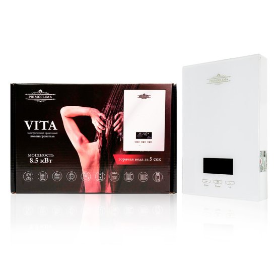Водонагреватель проточный Primoclima Vita W электрический 8,5 кВт вертикальный