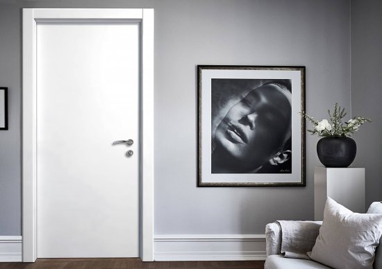 Блок дверной Капель глухой ПВХ Белый 60x200 см (с замком и петлями)