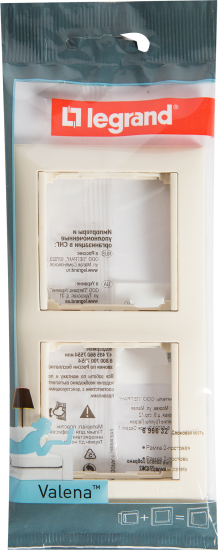 Рамка для розеток и выключателей Legrand Valena 2 поста цвет слоновая кость