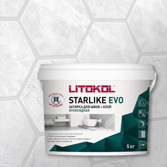 Эпоксидный состав для укладки и затирки мозаики LITOKOL STARLIKE EVO S.102 BIANCO GHIACCIO