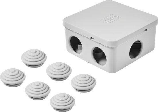 Распределительная коробка открытая LEXMAN 85x85x40 мм 6 вводов IP55 цвет серый