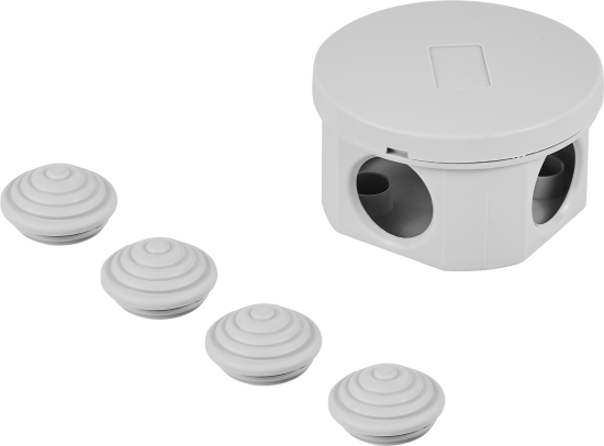 Распределительная коробка открытая Lexman D65x35 мм 4 ввода IP55 цвет серый