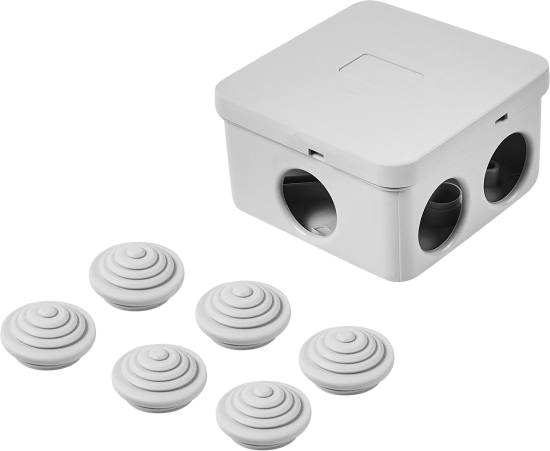 Распределительная коробка открытая Lexman 70x70x40 мм 6 вводов IP55 цвет серый