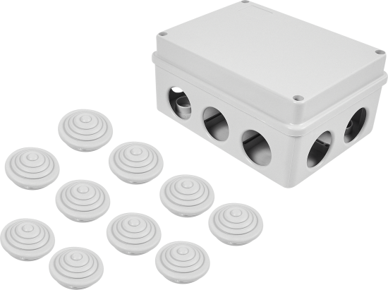 Распределительная коробка открытая Lexman 150x110x70 мм 6 вводов IP55 цвет серый