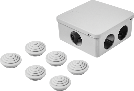 Распределительная коробка открытая Lexman 100x100x55 мм 6 вводов IP55 цвет серый