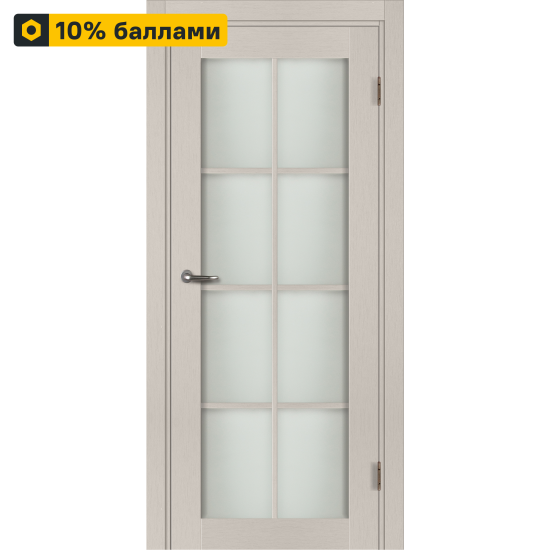 Дверь межкомнатная остекленная с замком и петлями в комплекте Пьемонт 60x200 см HardFlex цвет платина светлая