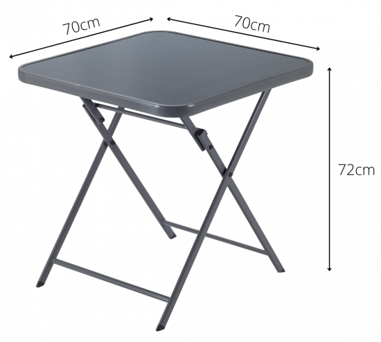 Стол садовый квадратный Naterial Emys Origami складной 70x70x72 см сталь/стекло темно-серый